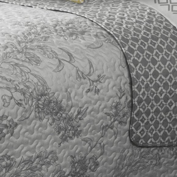 New Transition Grey 3-Piece Bedding 100% Polyester Quilt Set • Reversible • KING - Picture 2 of 3